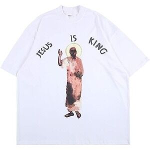 KANYE WEST T-SHIRT JESUS IS KING SUNDAY SERVICE High Neck Hip Hop - Small
